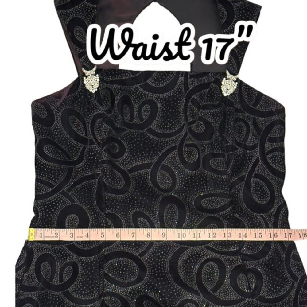 Vintage Scott McClintock 90s Glittery Black Velvet Shimmer Maxi Dress Womens 14 - Picture 11 of 15